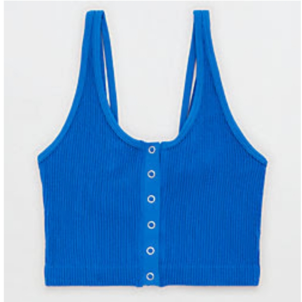 AERIE Longline Seamless Royal Blue Bralette - Picture 3 of 14
